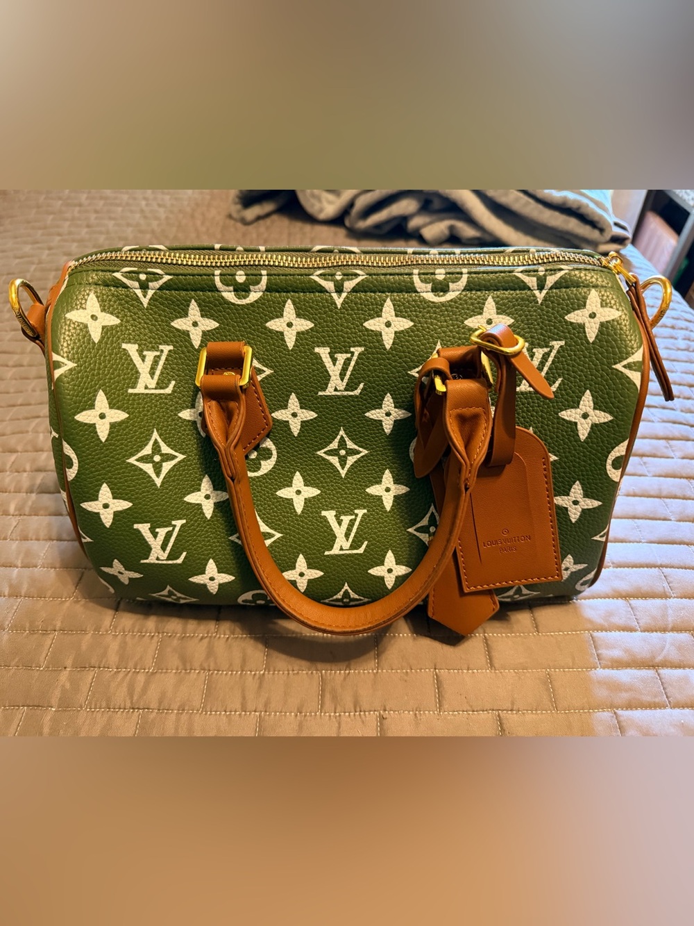 Green Monogram Satchel - Picture 2 of 9